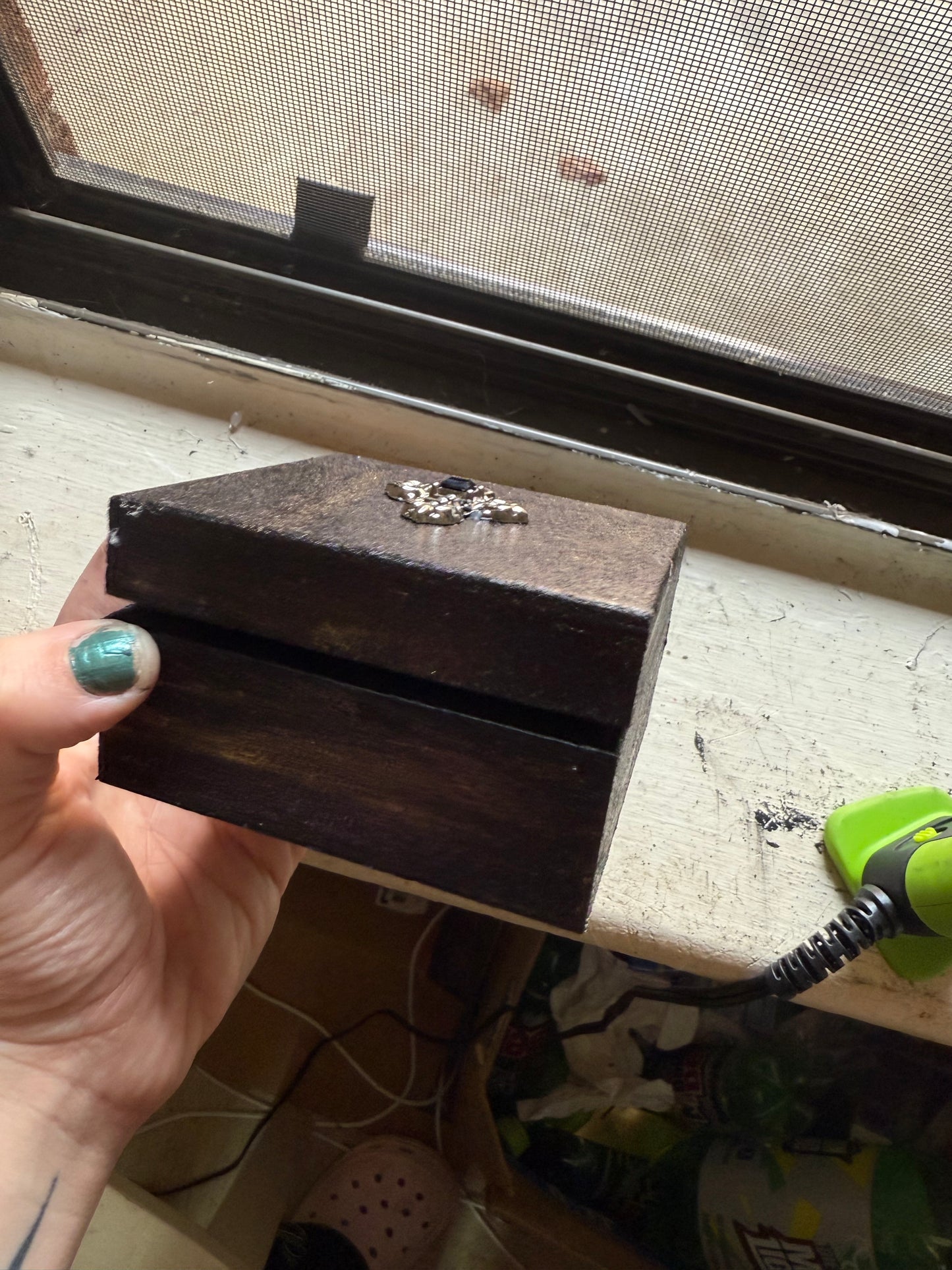 Wooden goth trinket box