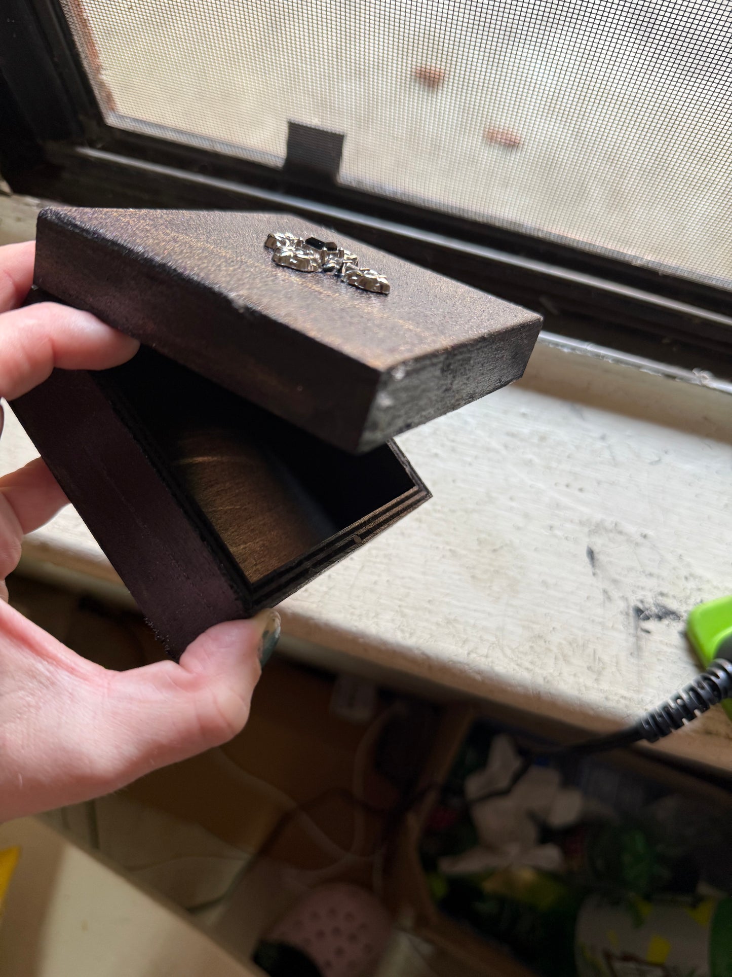 Wooden goth trinket box